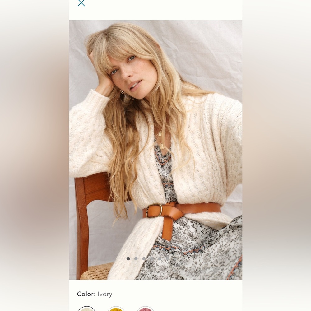 Anthropologie Rashida Cardigan Sweater in White Small Petite SP